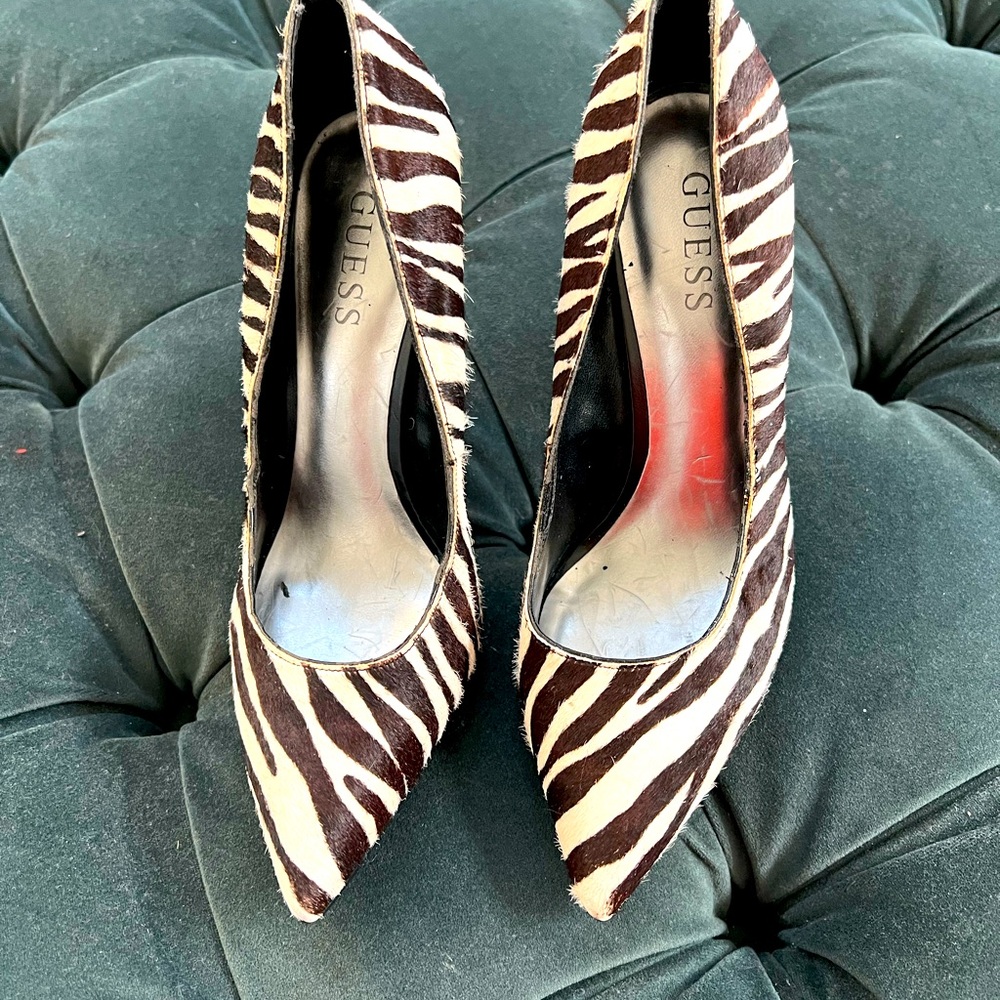 Guess zebra print high heels